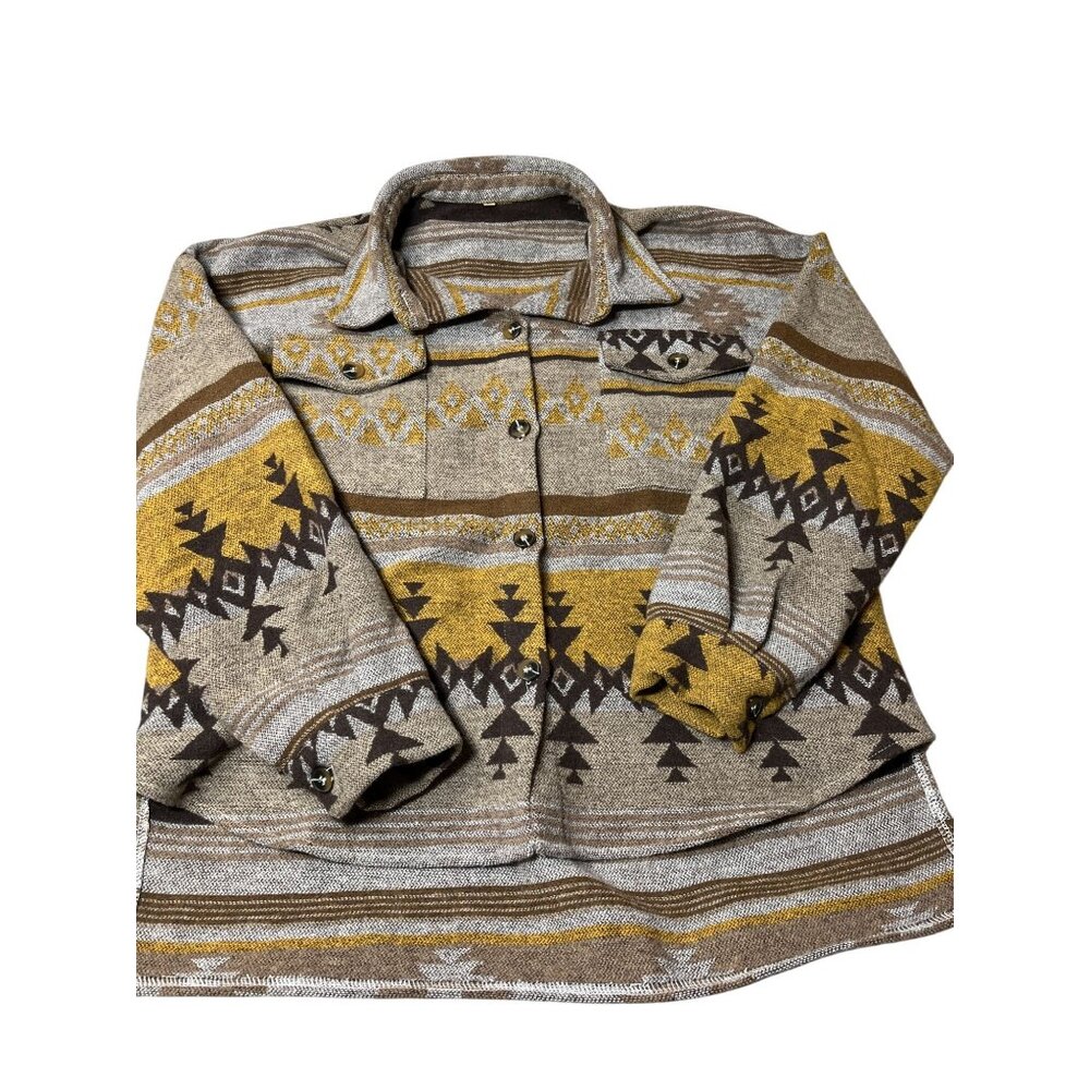 Southwestern Aztec Style Button-Up Shacket Womens Small‎ Yellowstone Vibes